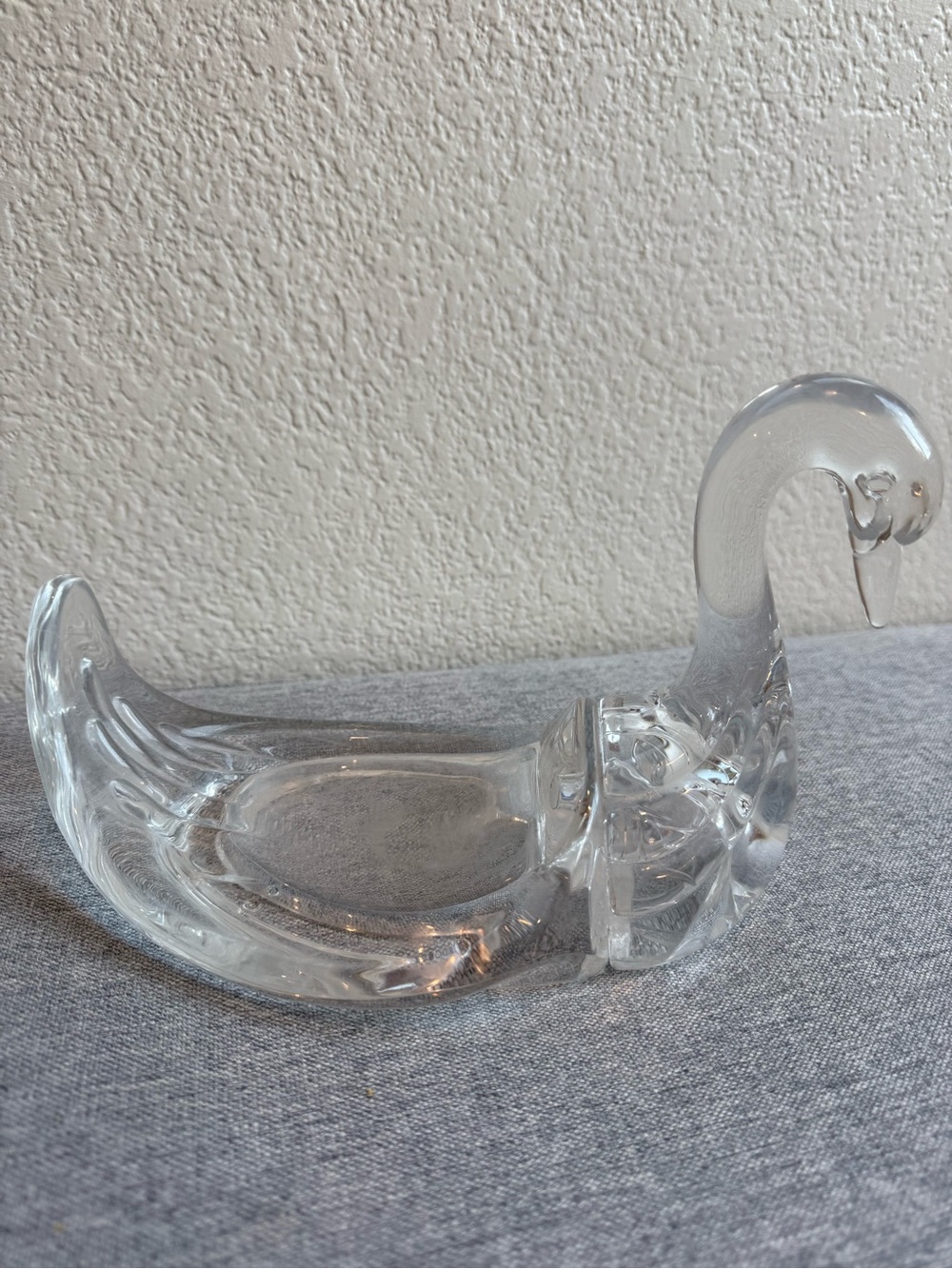 Clear Glass Swan Decorative Bowl